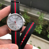 GUCCI PRATA BRANCO PULSEIRA NYLON 39MM