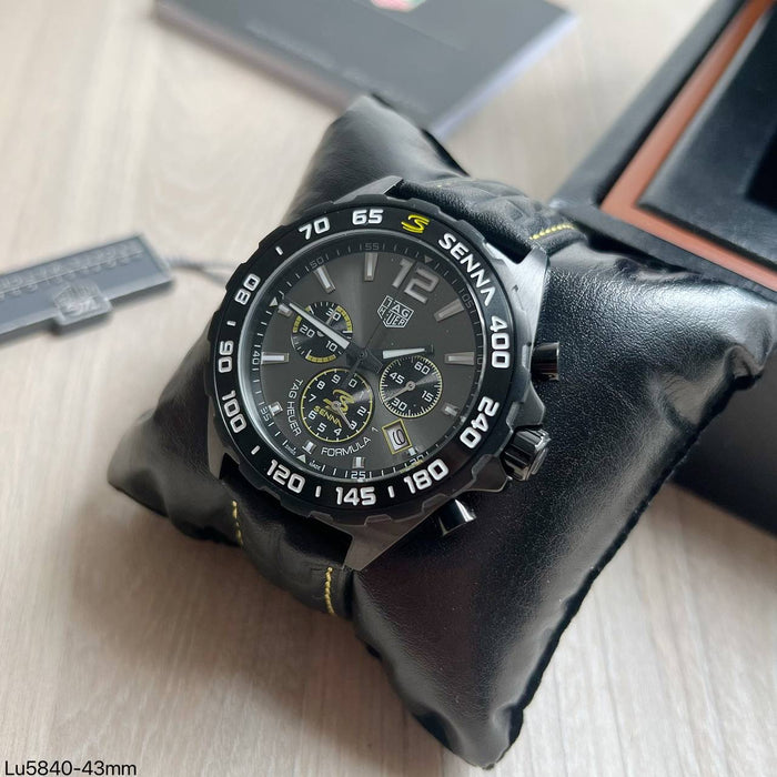 TAG HEUER F1 FORMULA 1 SENNA PRETO COURO 43MM
