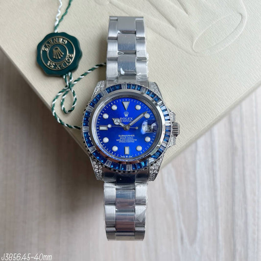 ROLEX DATEJUST PRATA AZUL BRILHANTES 40MM