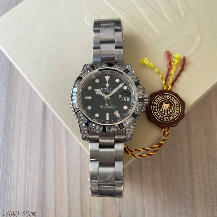 ROLEX SUBMARINER PRATA PRETO BRILHANTES 40MM