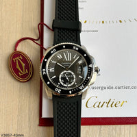 CARTIER DIVER PRATA PRETO BORRACHA 43MM