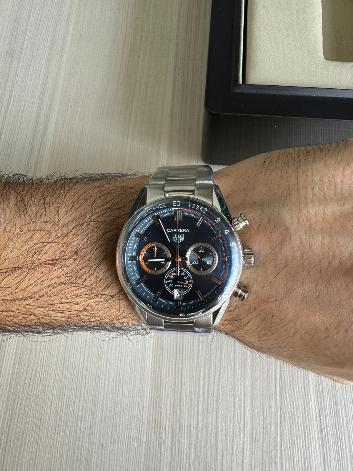 TAG HEUER CARRERA PORSCHE PRATA LARANJA 41MM