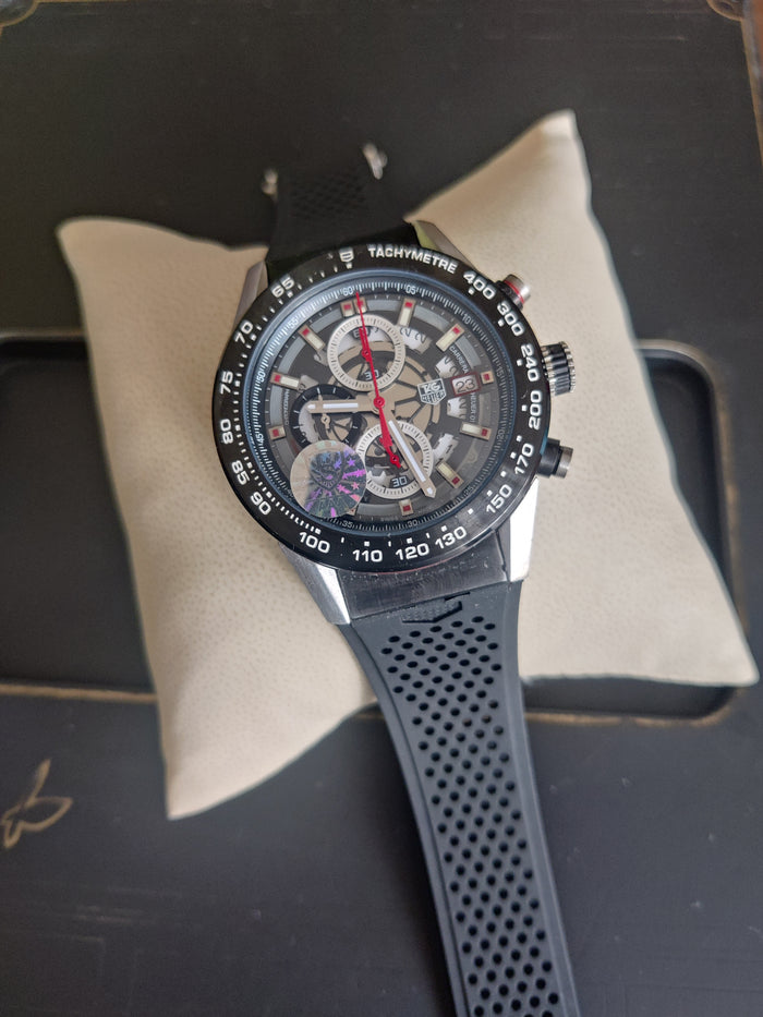 TAG HEUER CARRERA 01 PRATA PRETO 45MM