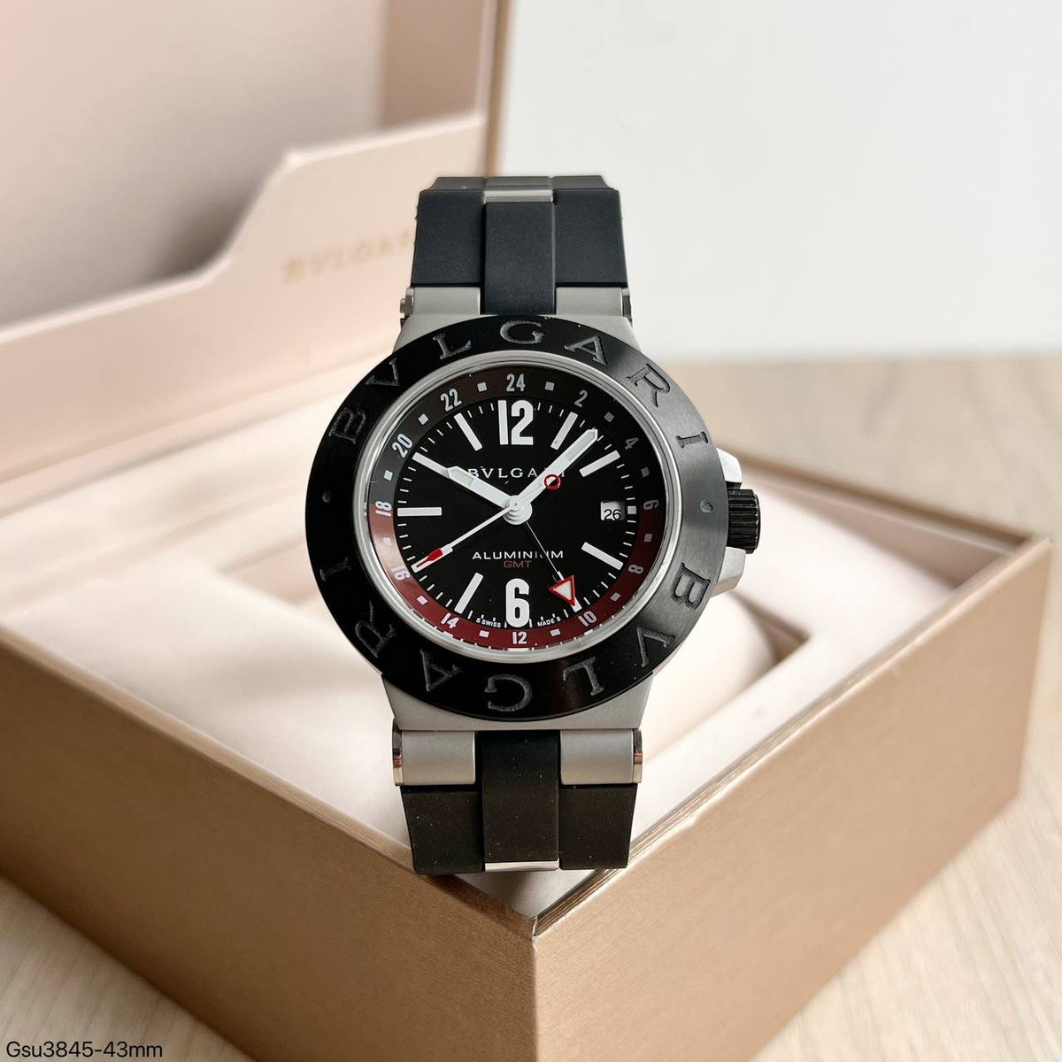 BVLGARI ALUMINIUM GMT PRATA VERMELHO AUTOMÁTICO 44MM