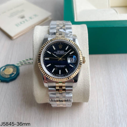 ROLEX DATEJUST MISTO DOURADO AZUL FEMININO 36MM