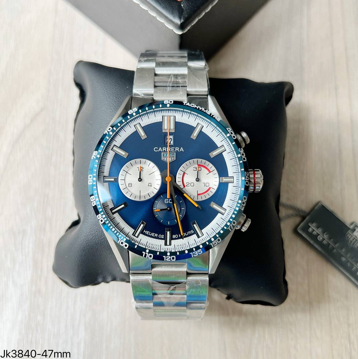 TAG HEUER CARRERA 02 PRATA AZUL 47MM