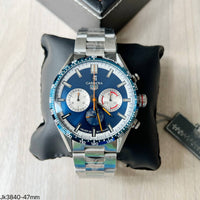 TAG HEUER CARRERA 02 PRATA AZUL 47MM