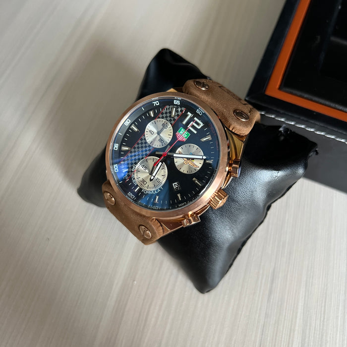 TAG HEUER F1 FORMULA 1 ROSE PRETO COURO 45MM