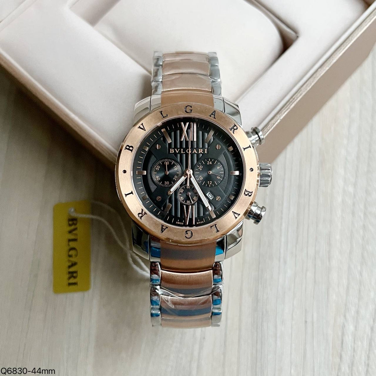 BVLGARI IRON MAN MISTO ROSE PRETO 44MM