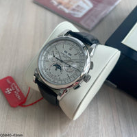 PATEK PHILIPPE PRATA COURO AUTOMATICO 43MM