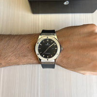 HUBLOT CLASSIC FUSION PRATA BORRACHA AUTOMÁTICO 44MM
