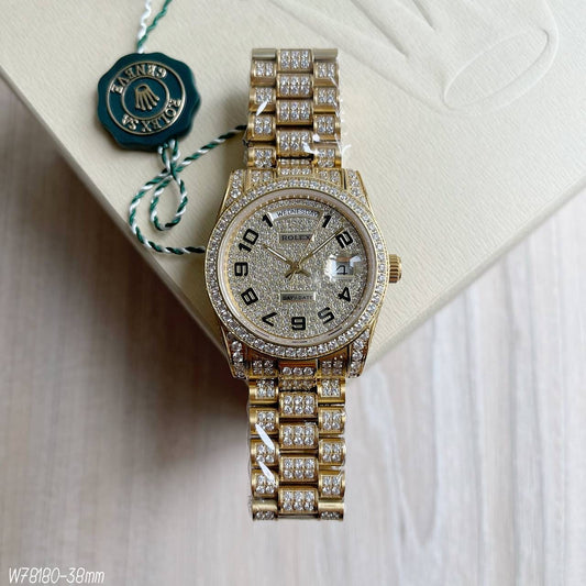 ROLEX DAY DATE DOURADO VERDE BRILHANTES 38MM