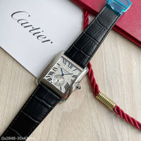CARTIER TANK PRATA COURO 35MM X 43MM