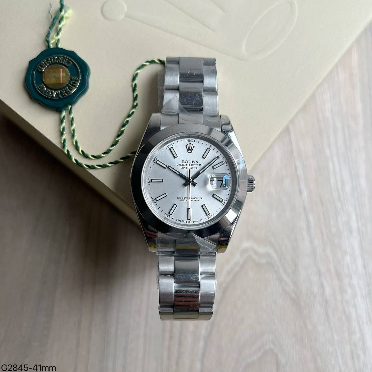 ROLEX DATEJUST PRATA BRANCO LISO 41MM