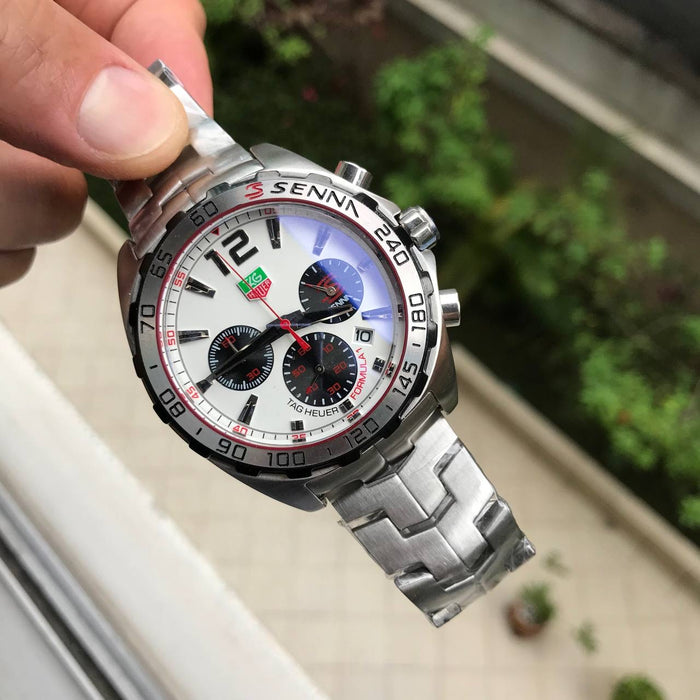 TAG HEUER SENNA PRATA BRANCO 46MM