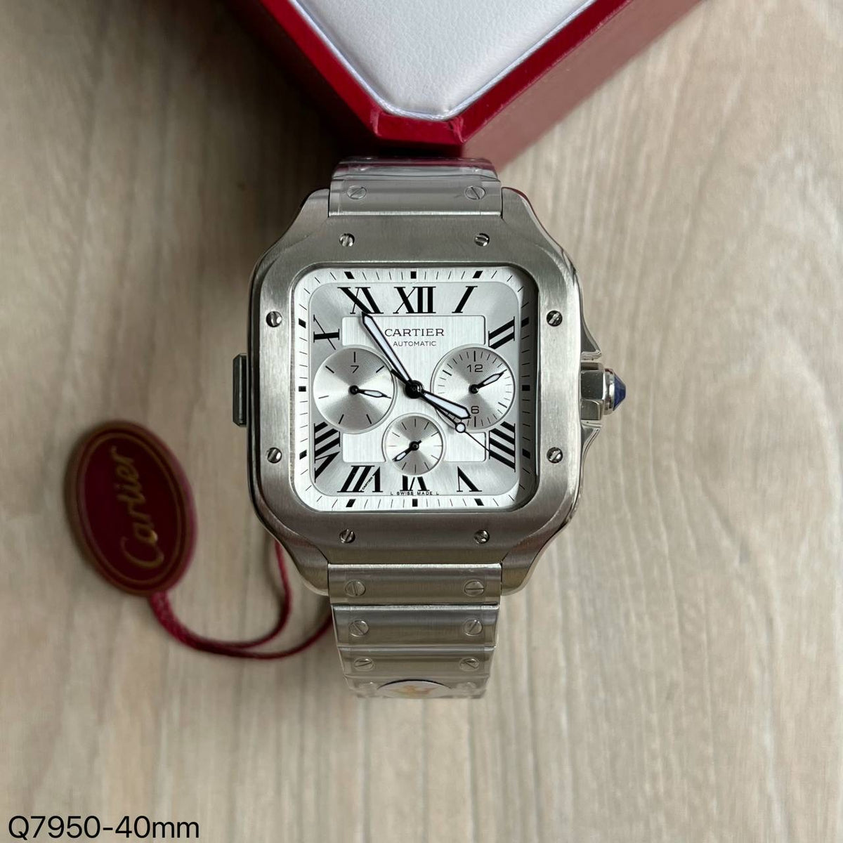 CARTIER SANTOS PRATA BRANCO 40MM X 47MM