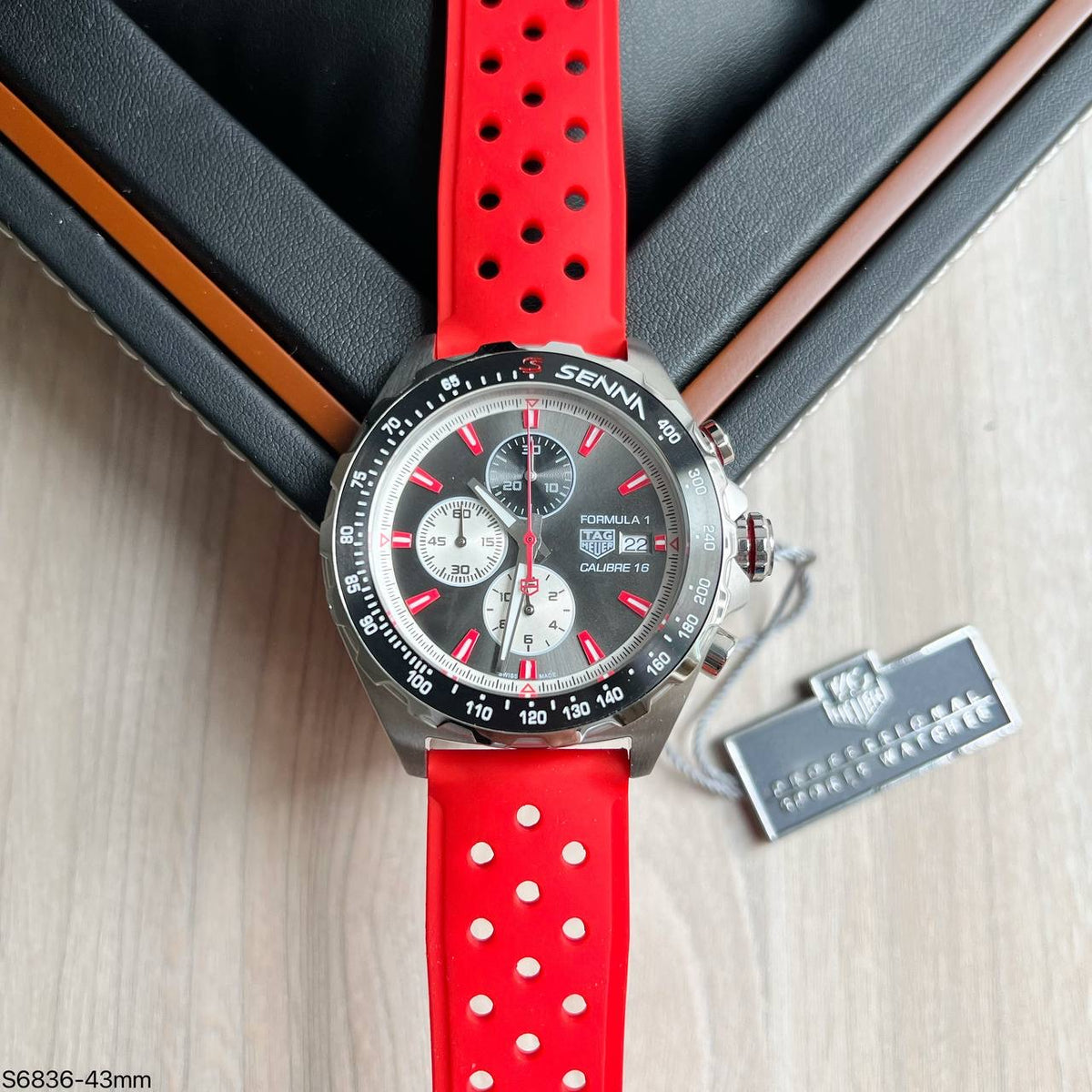TAG HEUER SENNA F1 FORMULA 1 PRATA VERMELHO 43MM