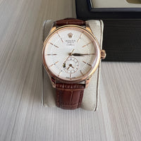 ROLEX CELLINI ROSE BRANCO COURO 40MM