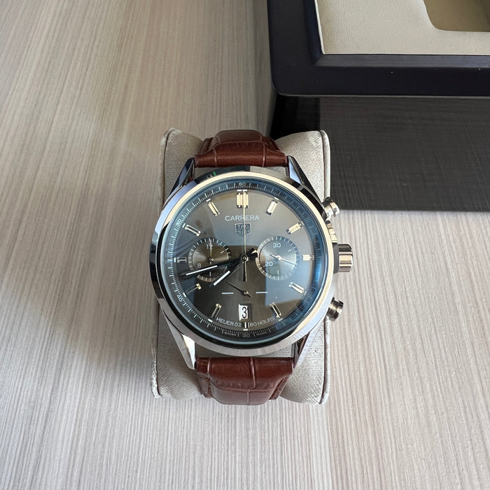 TAG HEUER CARRERA PRATA COURO 41MM