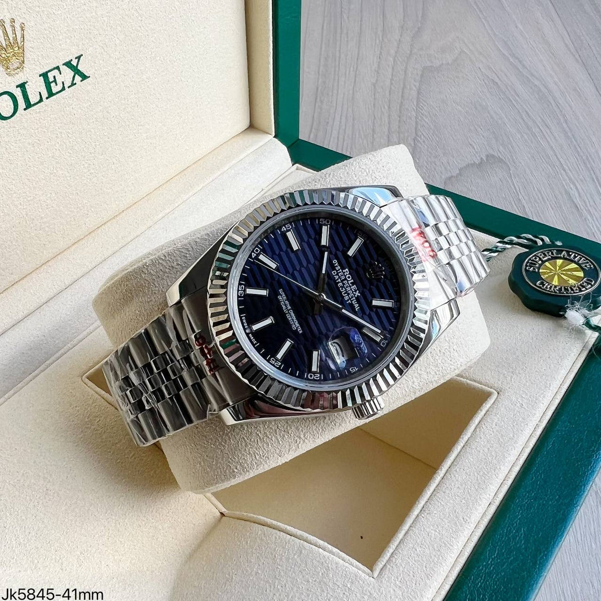 ROLEX DATEJUST PRATA AZUL JUBILEU 41MM