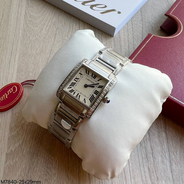 CARTIER TANK PRATA BRILHANTE 25MM X 29MM FEMININO