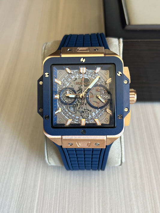 HUBLOT SQUARE BANG ROSE AZUL 42MM