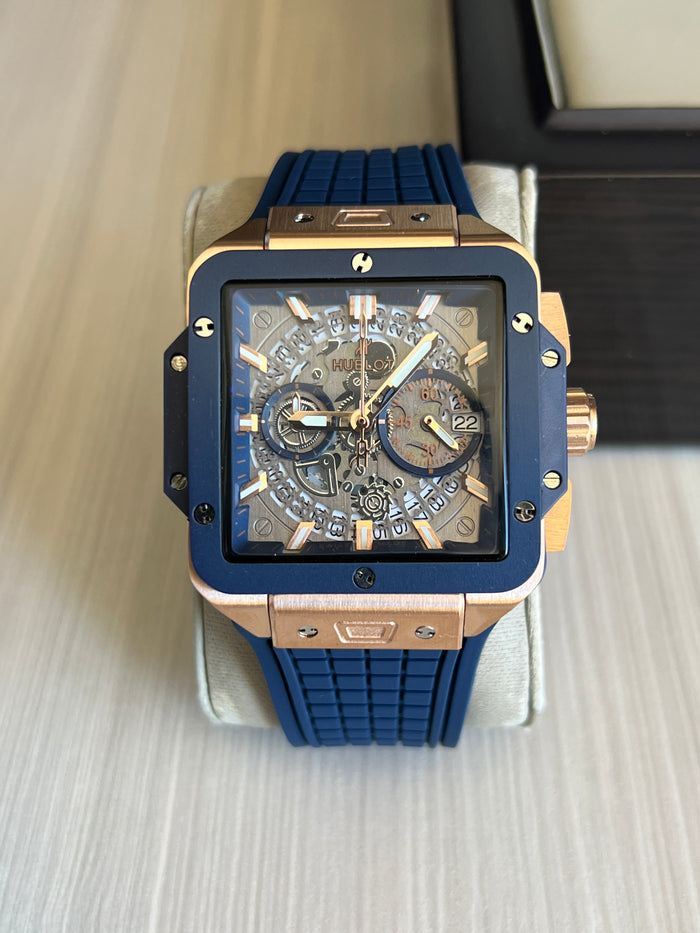 HUBLOT SQUARE BANG ROSE AZUL 42MM
