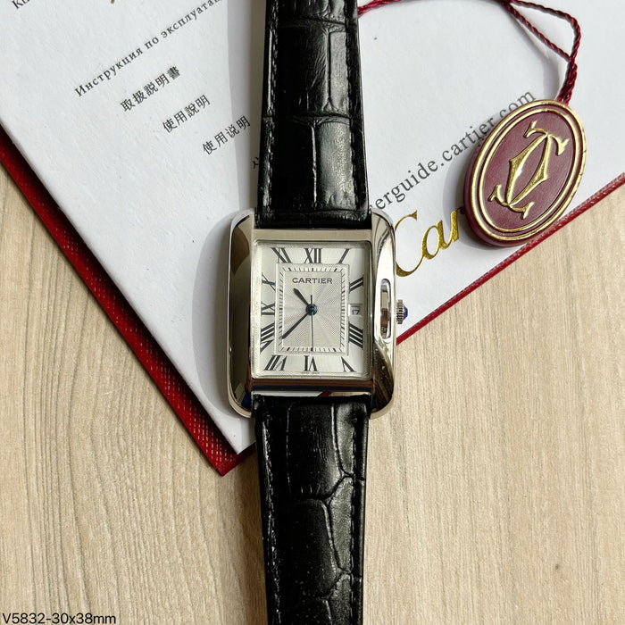 CARTIER TANK COURO 30MM X 38MM FEMININO