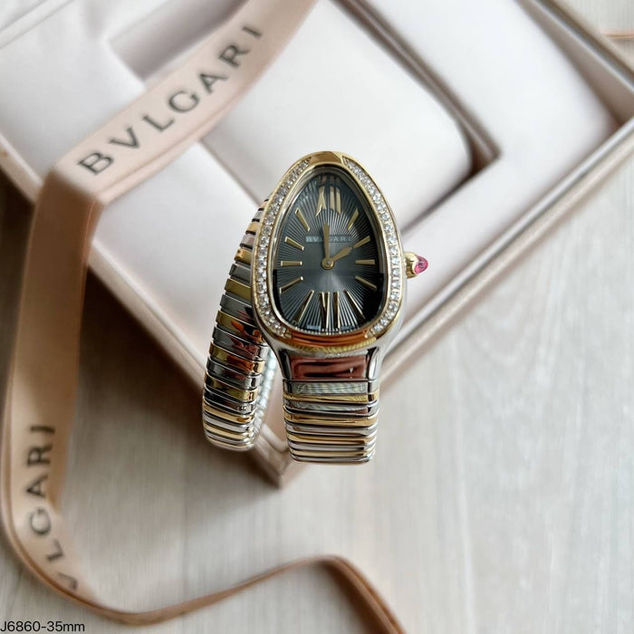 BVLGARI SERPENTE MISTO CINZA 1 VOLTA BRILHANTE  23MM X 35MM FEMININO