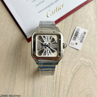 CARTIER SANTOS ESQUELETO PRATA 40MM X 47MM
