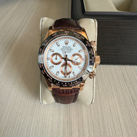 ROLEX DAYTONA ROSE CHOCOLATE COURO 40MM