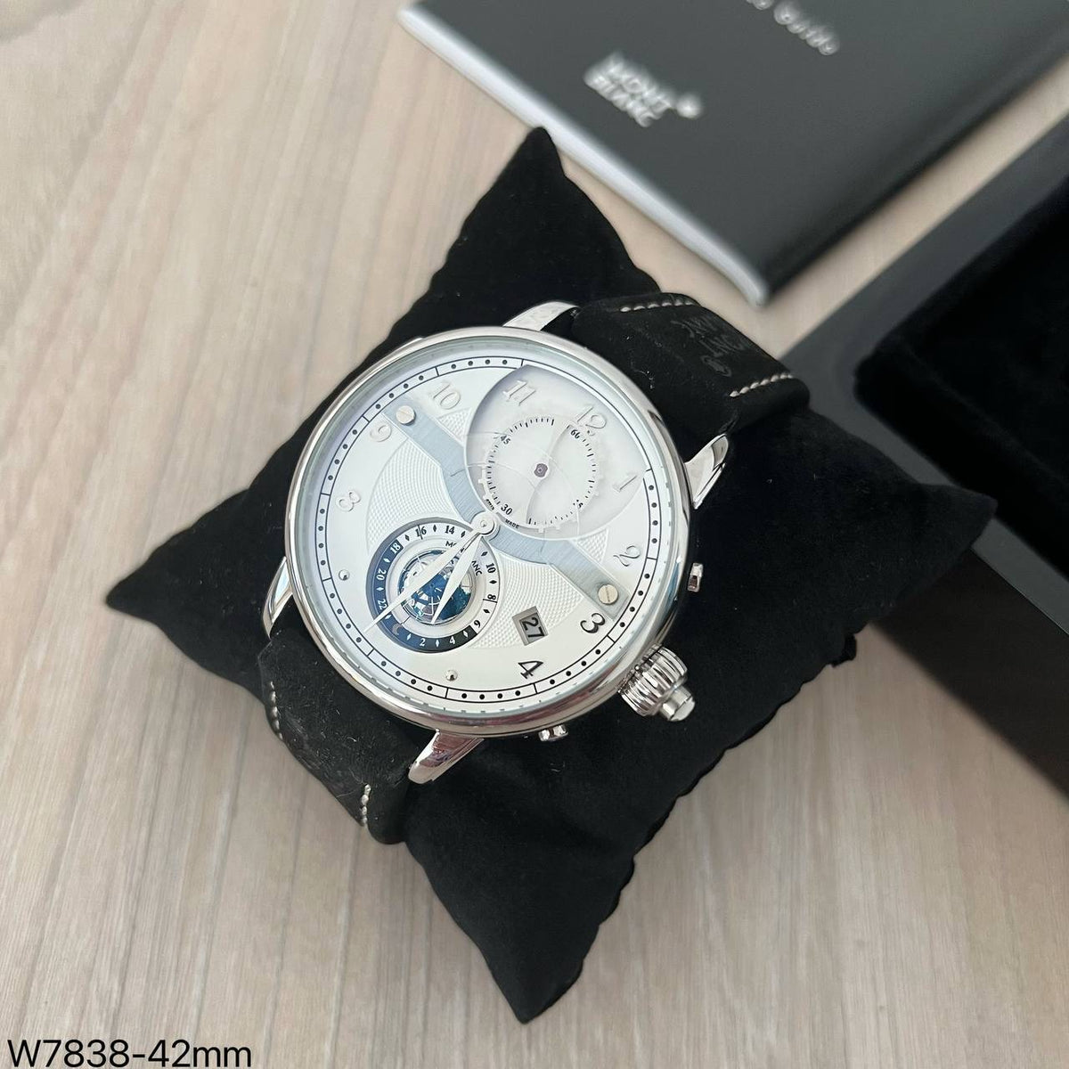 MONT BLANC VASCO DA GAMA PRATA BRANCO COURO 43MM