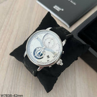 MONT BLANC VASCO DA GAMA PRATA BRANCO COURO 43MM