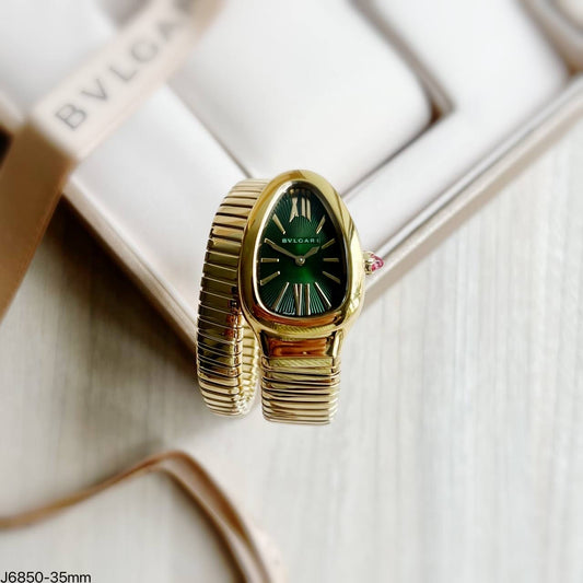 BVLGARI SERPENTE DOURADO VERDE 1 VOLTA  23MM X 35MM FEMININO