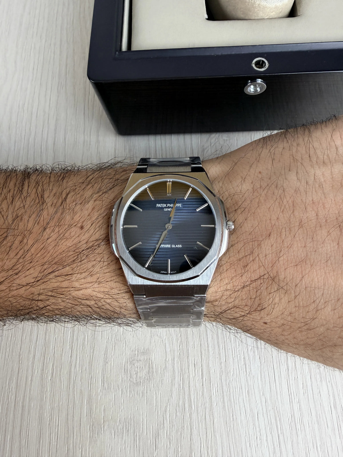 PATEK PHILIPPE MOEDA PRATA AZUL 42MM