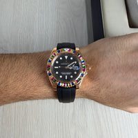 ROLEX YACHT MASTER BRILHANTES ROSE BORRACHA 40MM