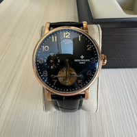 PATEK PHILIPPE ROSE COURO AUTOMATICO 44MM