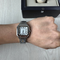 CARTIER SANTOS PRATA BRANCO 36MM X 44MM