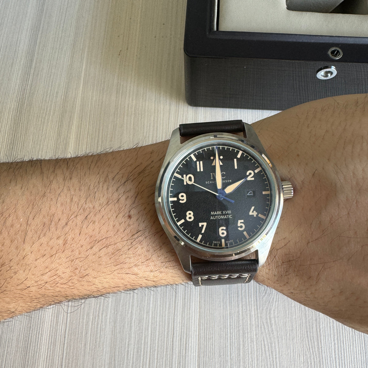 IWC MARK XVIII PRATA COURO AUTOMÁTICO 41MM