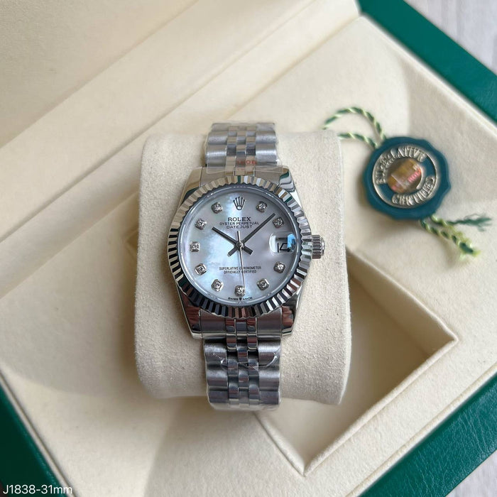 ROLEX DATEJUST PRATA BRANCO BRILHANTES 31MM
