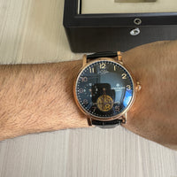 PATEK PHILIPPE ROSE COURO AUTOMATICO 44MM