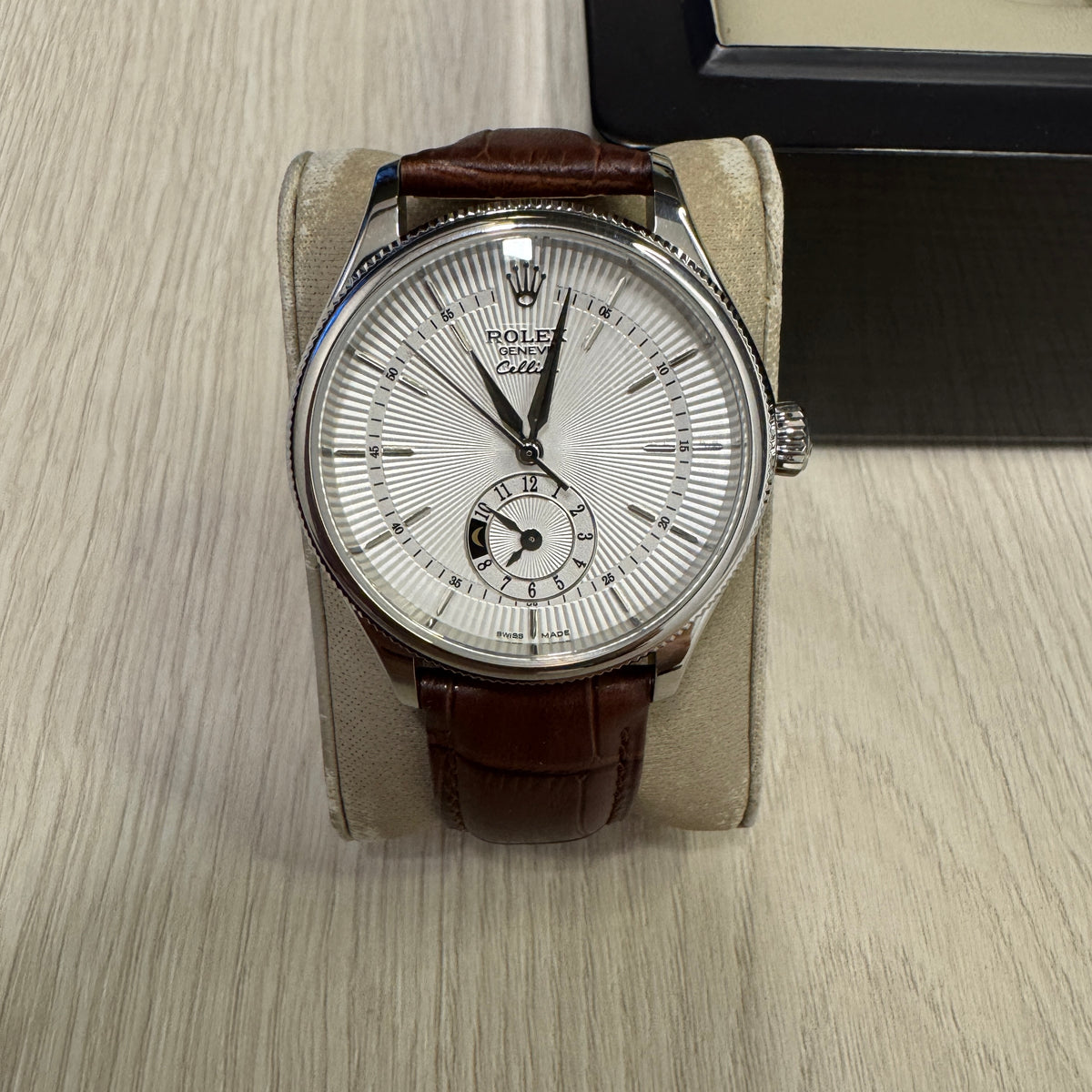 ROLEX CELLINI PRATA COURO 40MM