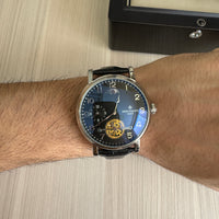 PATEK PHILIPPE PRATA COURO AUTOMATICO 44MM