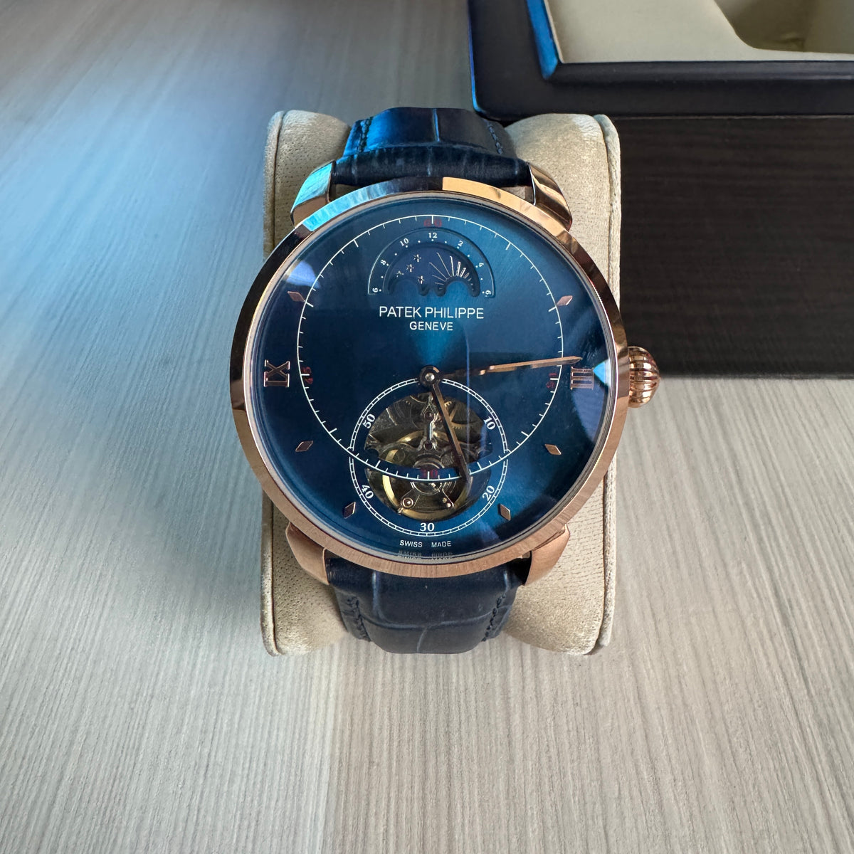 PATEK PHILIPPE ROSE COURO AUTOMATICO 43MM