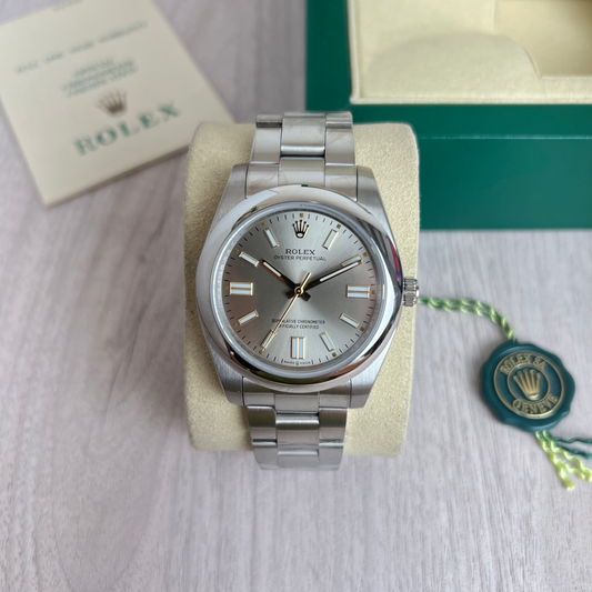 ROLEX OYSTER PERPETUAL PRATA CINZA 41MM