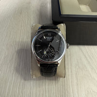 ROLEX CELLINI PRATA PRETO COURO 40MM