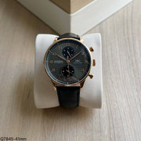 IWC PORTUGUESE AUTOMÁTICO ROSE PRETO COURO  45MM