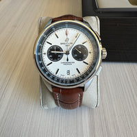 BREITLING PREMIER PRATA COURO 43MM