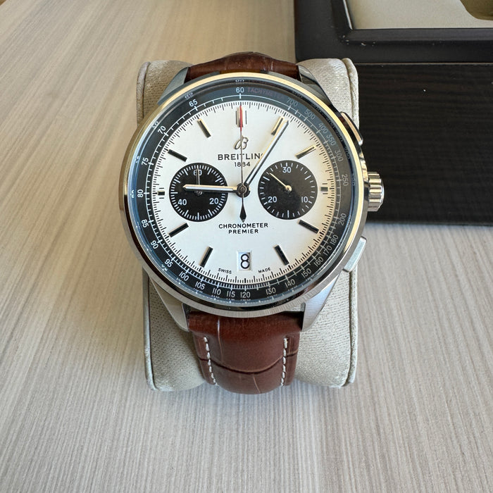 BREITLING PREMIER PRATA COURO 43MM