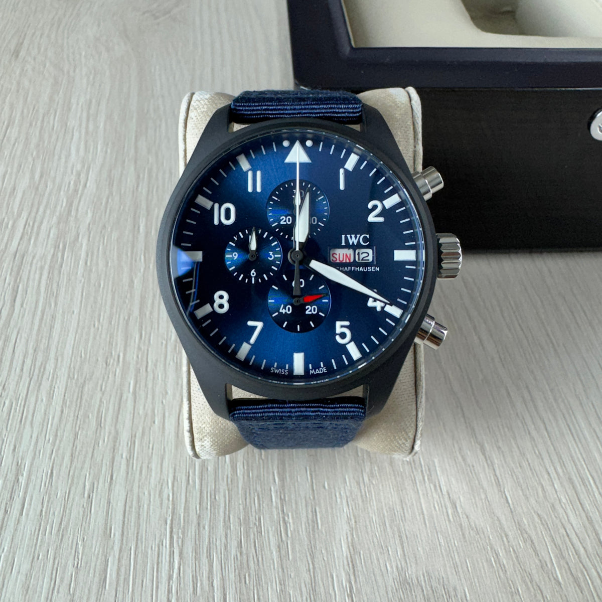 IWC PILOT TOP GUN PRETO AZUL 44M